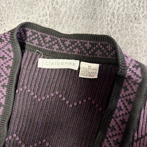 Vintage Claiborne Chunky Knit Sweater Cardigan - Picture 3 of 6